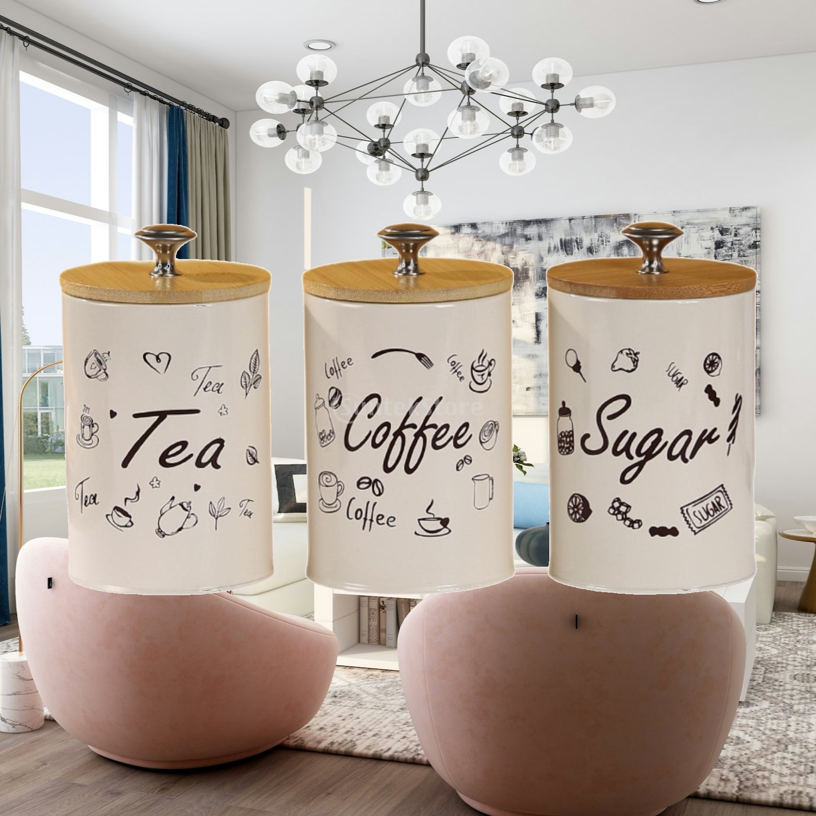 Coffee Tea Canister Set - Farmhouse Coffee Tea Sugar Canister Set