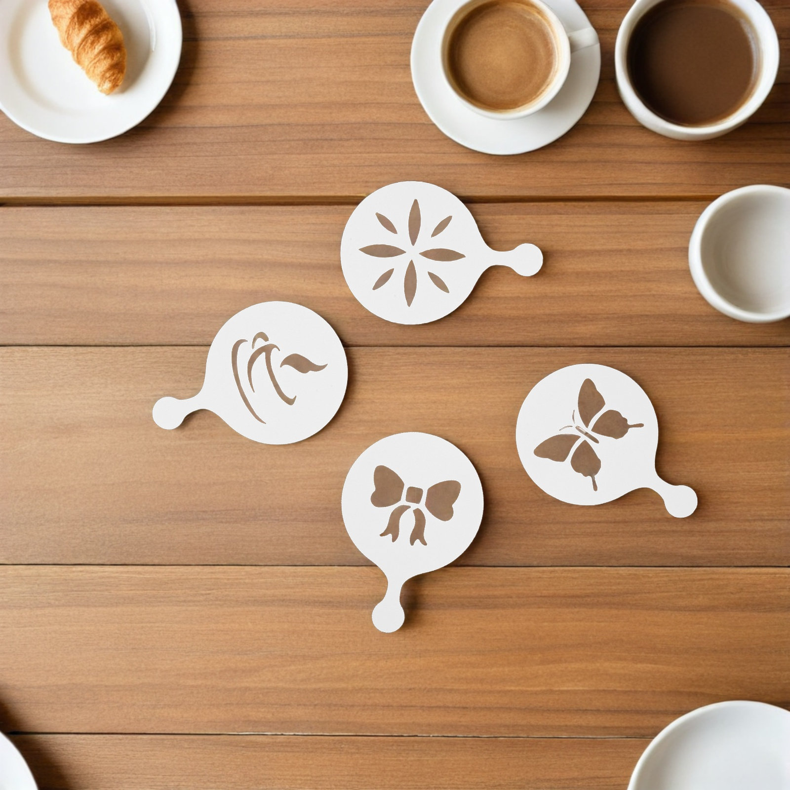 Coffee Stencil Art - 8Pcs Coffee Latte Art Stencils Reusable