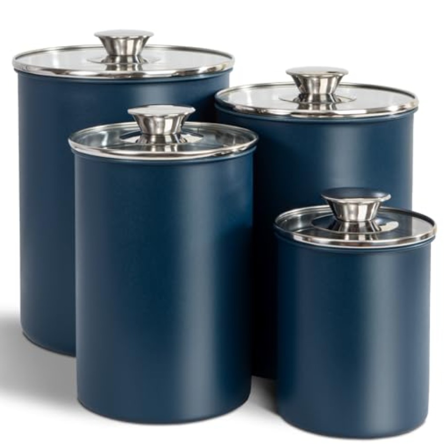 Coffee Tea Canister Set - Stainless Steel Food Canister Set of