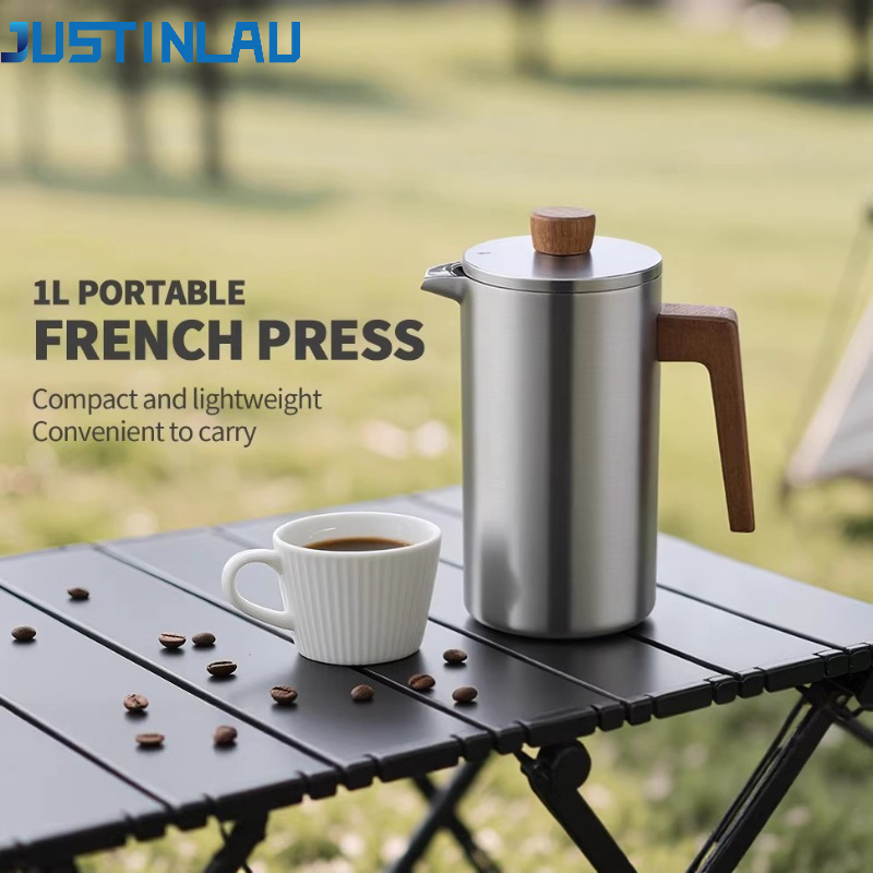 Coffee Tea Pot - JUSTINLAU 1000ml Stainless Steel French Press