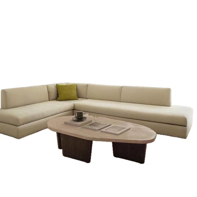 Coffee Tea Difference - Minimalist solid wood travertine coffee table