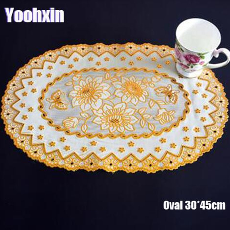 Coffee Tea Place - HOT Oval Lace PVC Gold Plastic