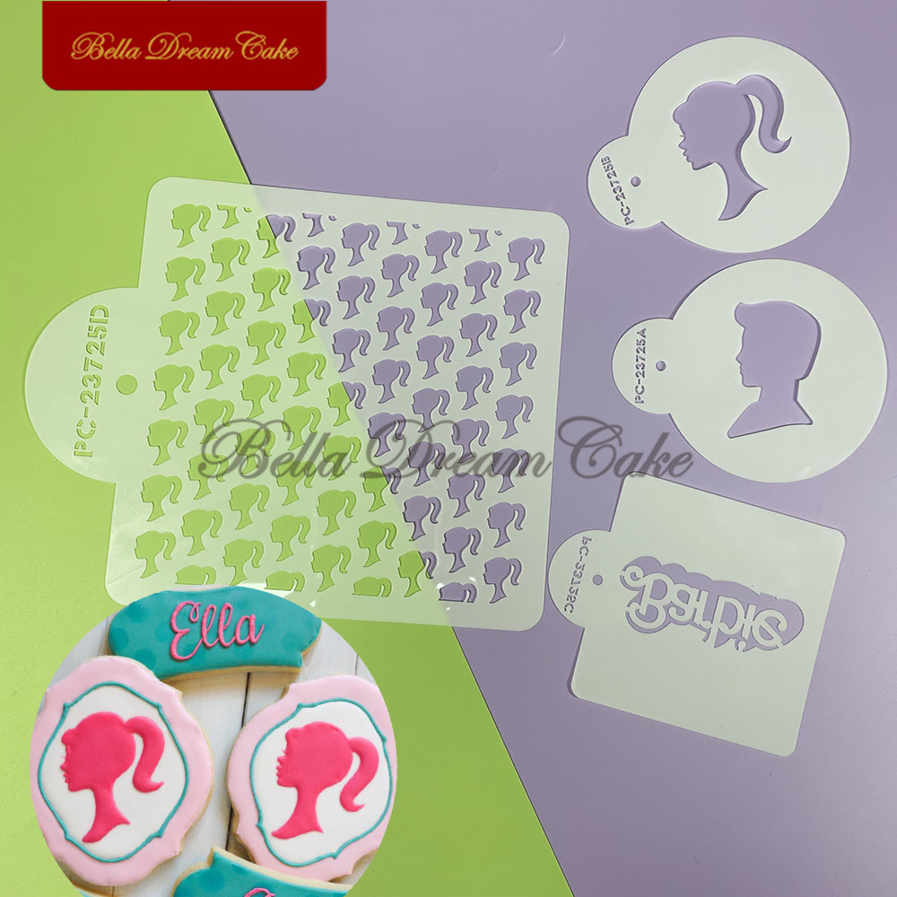 Coffee Stencil Art - Cartoon Girl/Boy Deisgn Cookies Stencil PET