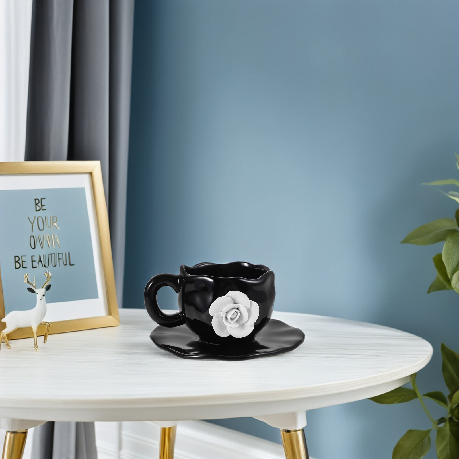 Mug Tea Coffee - 1Set Floral 3D Rose Design Ceramic