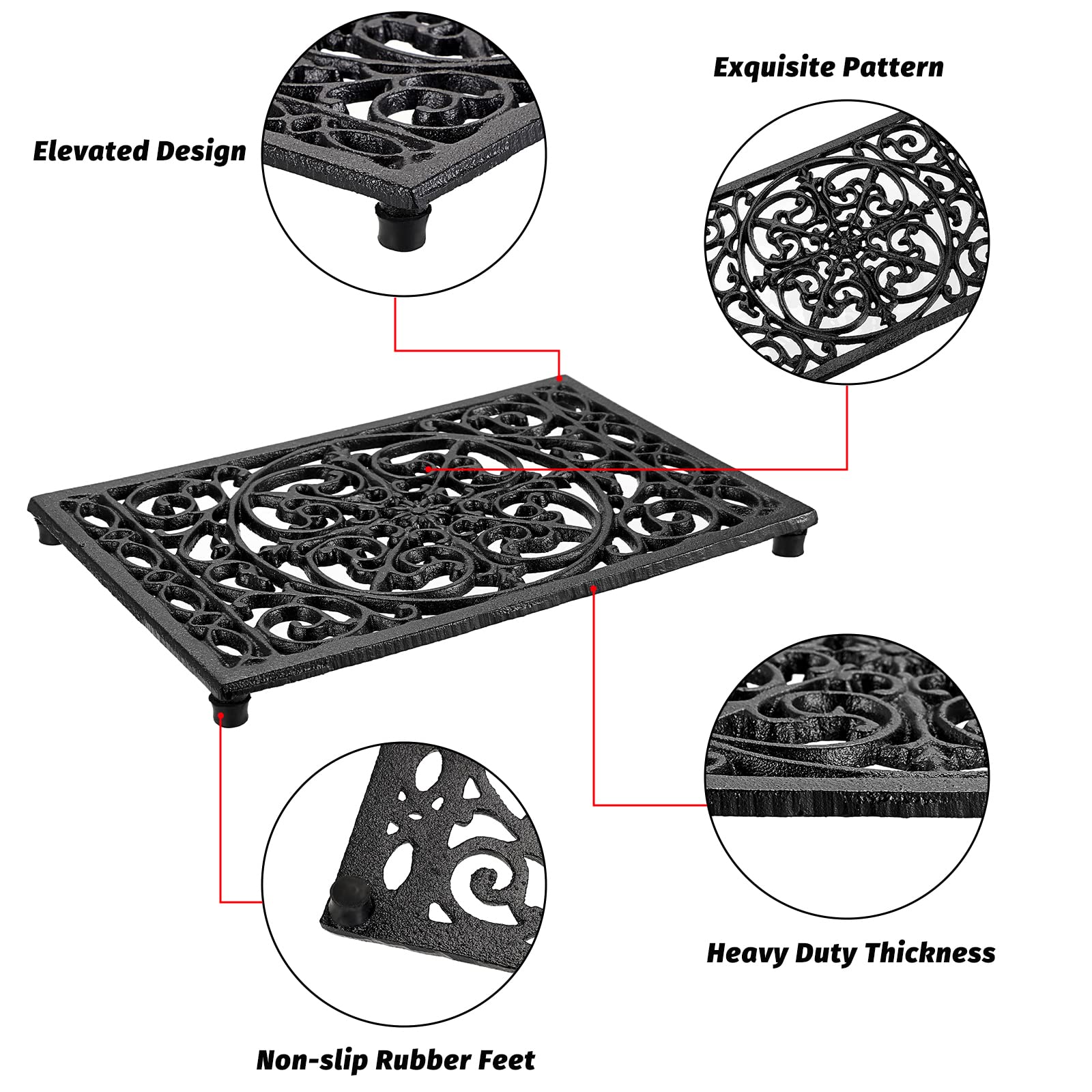 Rectangle Cast Iron Trivet Hea - Cast Iron Teapot ulasan dan harga