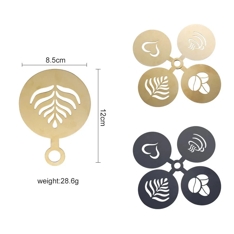 4pcs Golden Stainless Steel Co - Coffee Stencil Art ulasan dan harga