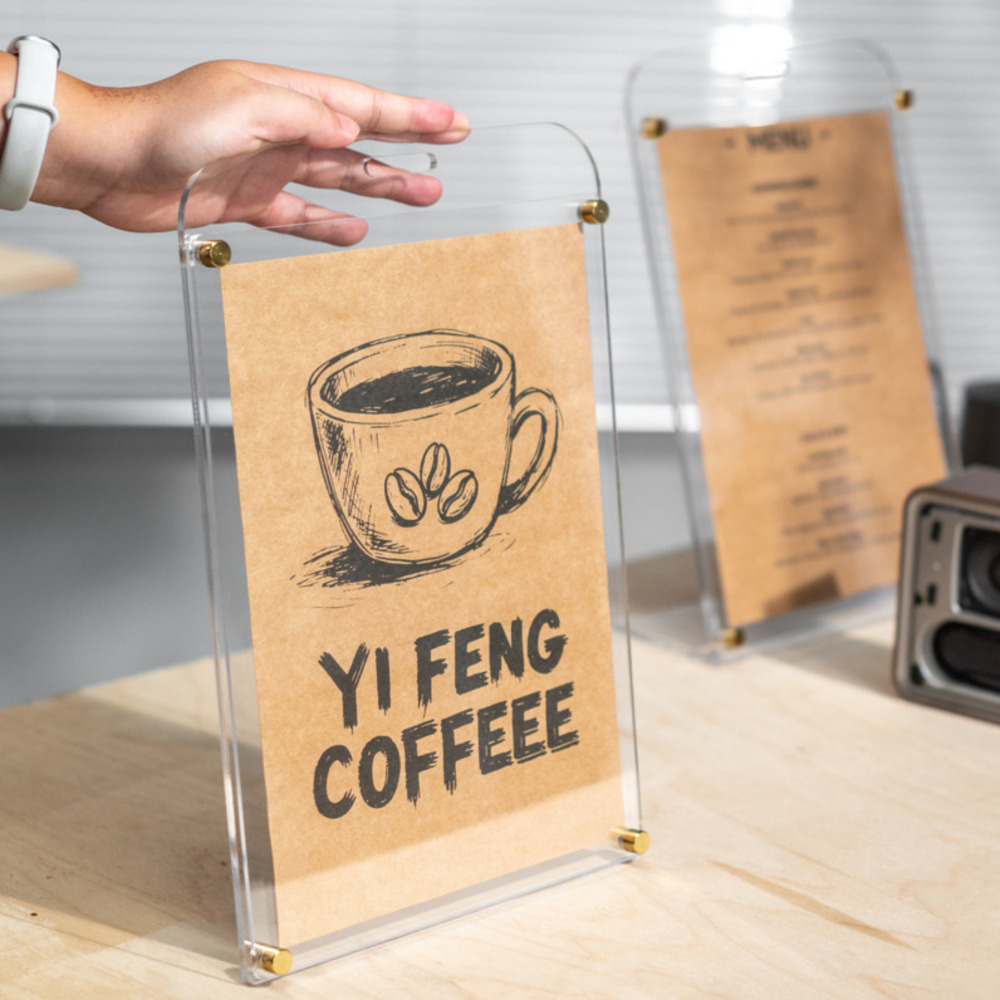 1PCS A4 Display Stand Transpar - Coffee Tea Menu ulasan dan harga