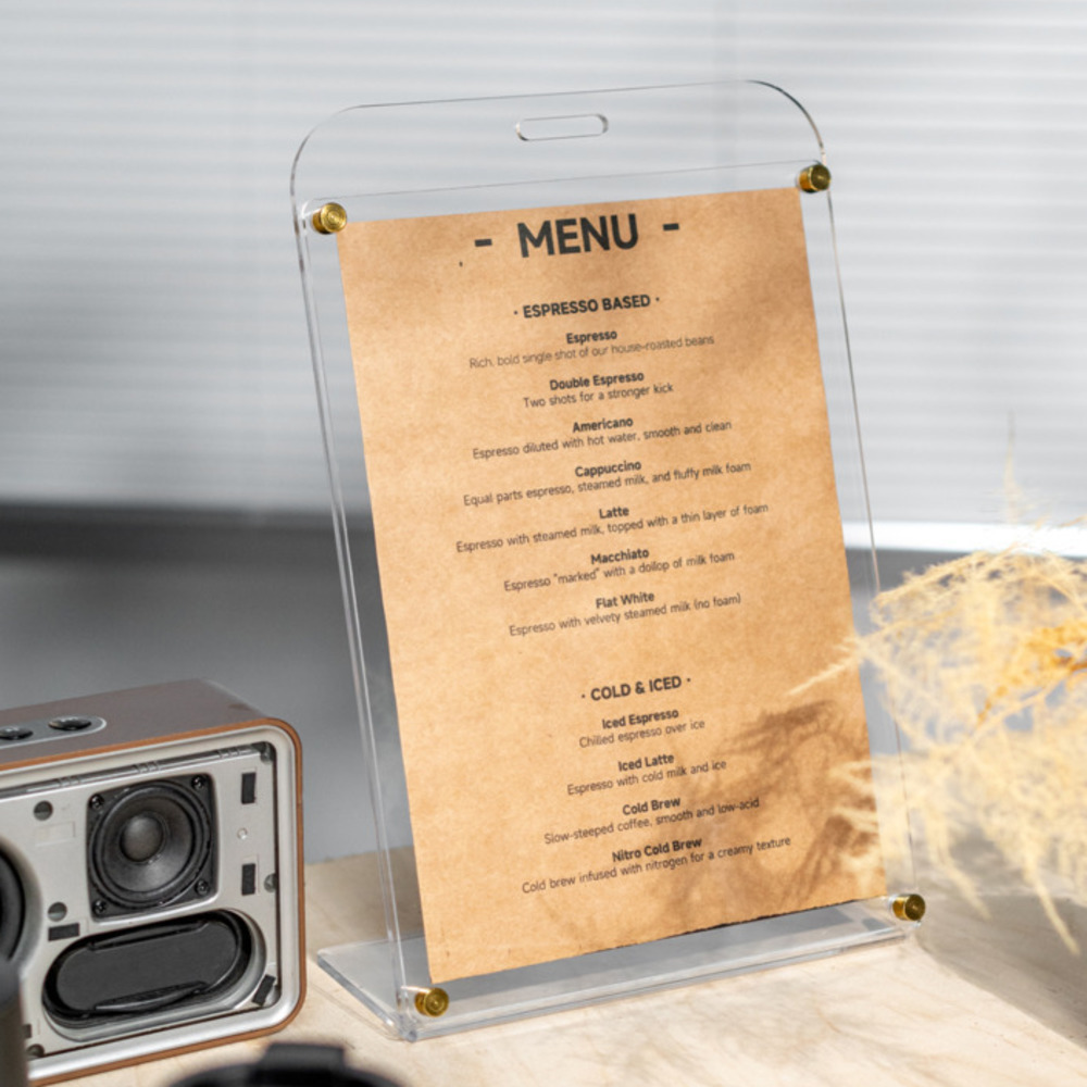 1PCS A4 Display Stand Transpar - Coffee Tea Menu ulasan dan harga