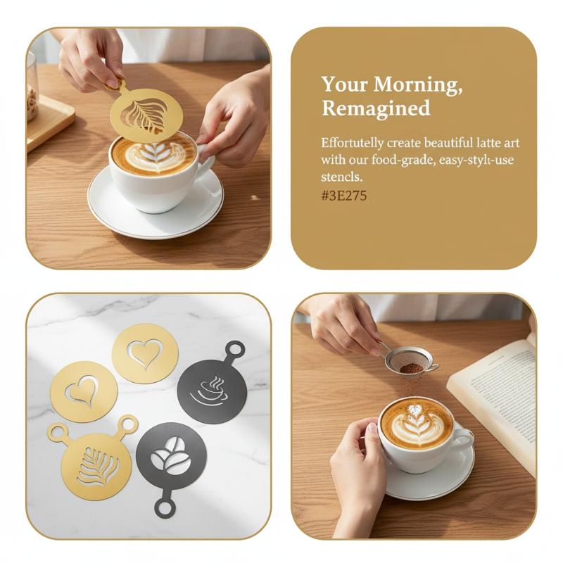 4Pcs Stainless Steel Coffee St - Coffee Stencil Art ulasan dan harga