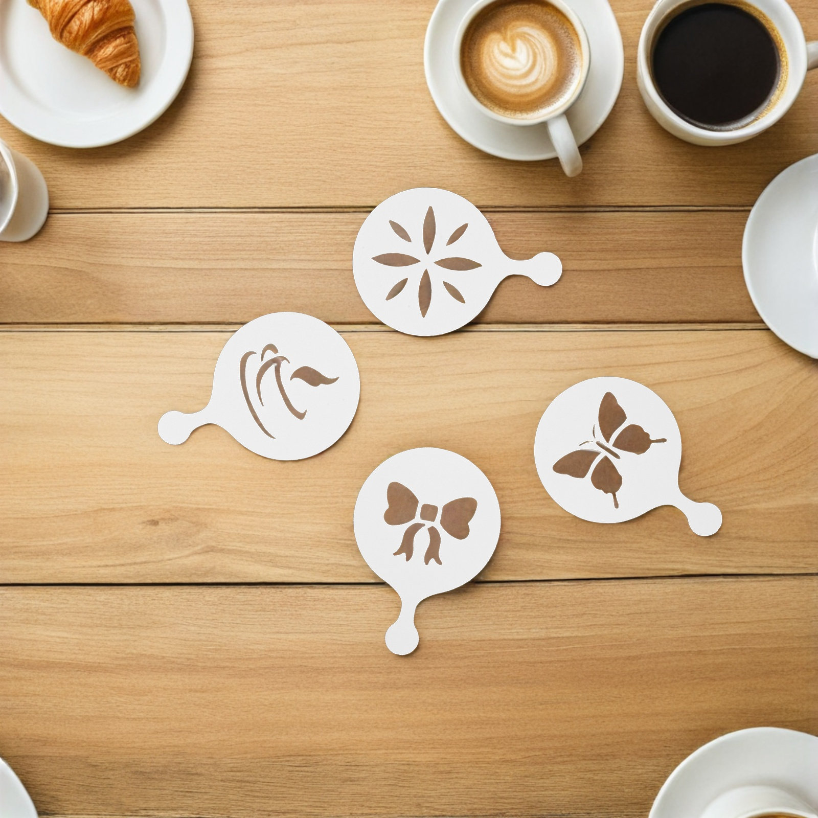 8Pcs Coffee Latte Art Stencils - Coffee Stencil Art ulasan dan harga