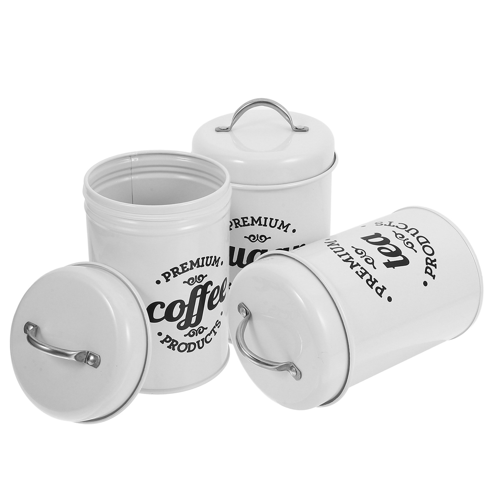 Sealed Iron Canister Set Elega - Coffee Tea And Sugar Canisters ulasan dan harga