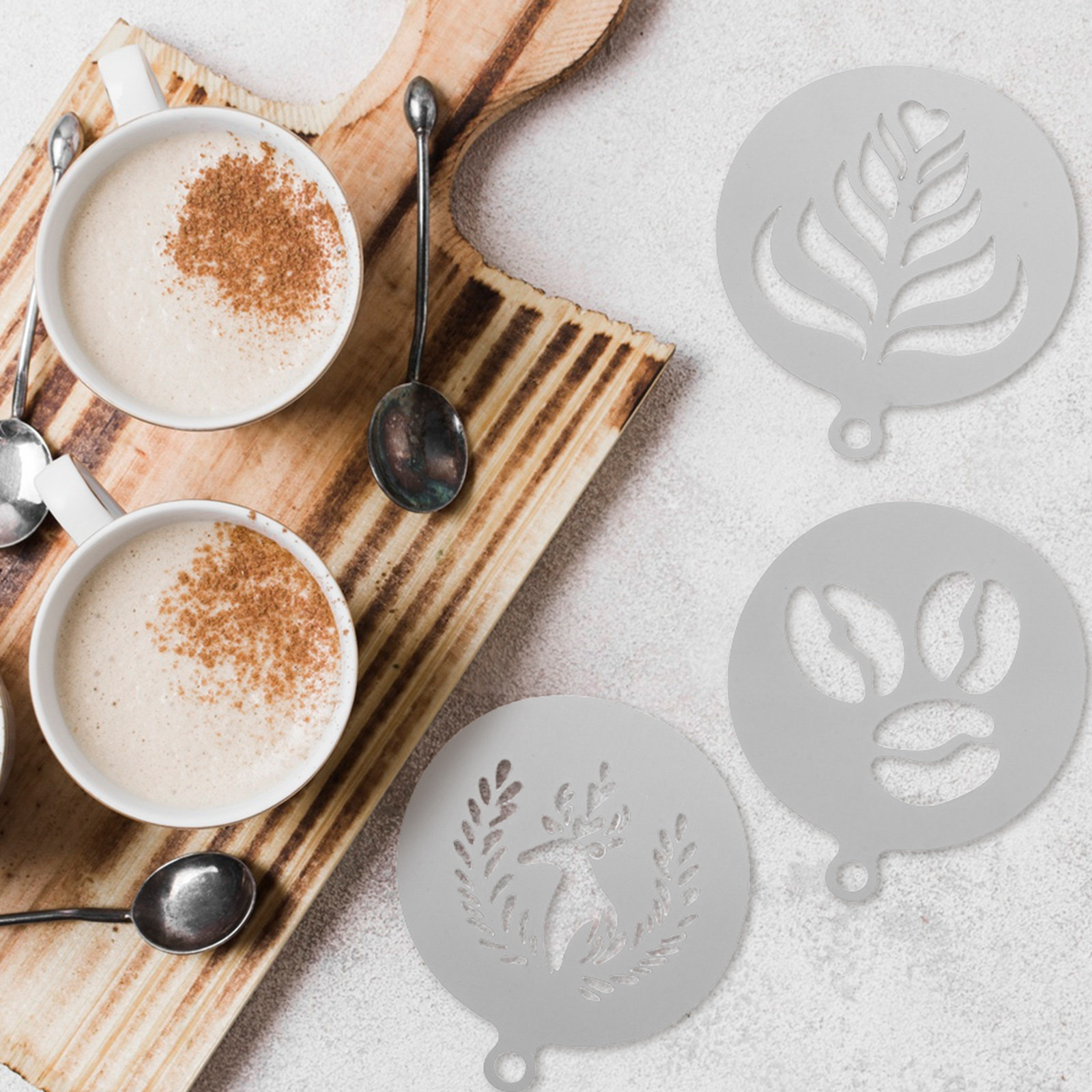 4Pcs Premium Stainless Steel C - Coffee Stencil Art ulasan dan harga