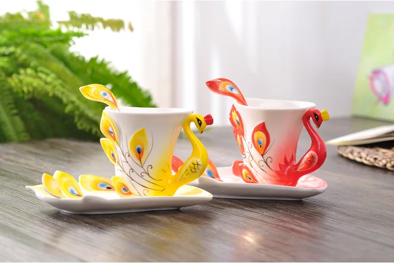 Ceramics Peacock Coffee Mug Cu - Coffee Tea Difference ulasan dan harga