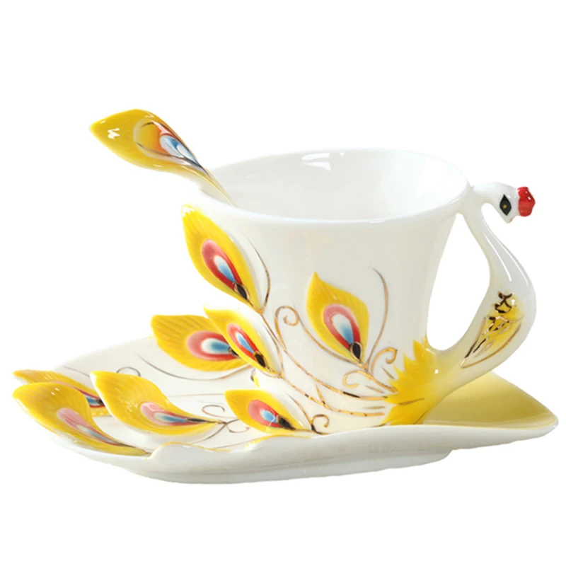 Ceramics Peacock Coffee Mug Cu - Coffee Tea Difference ulasan dan harga