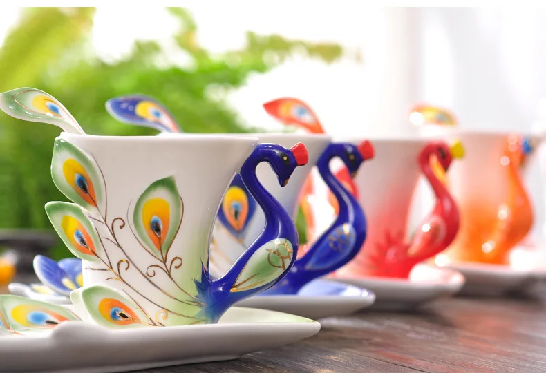 Ceramics Peacock Coffee Mug Cu - Coffee Tea Difference ulasan dan harga
