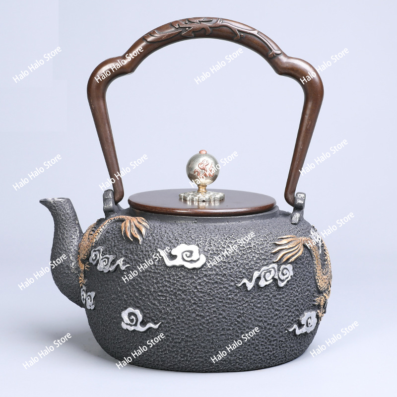 Double dragon bead iron pot Ja - Cast Iron Teapot ulasan dan harga