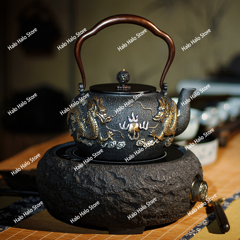 Double dragon bead iron pot Ja - Cast Iron Teapot ulasan dan harga