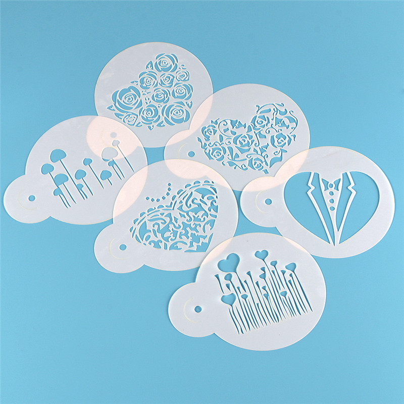 Aomily 6pcs/Set Valentine's Da - Coffee Stencil Art ulasan dan harga