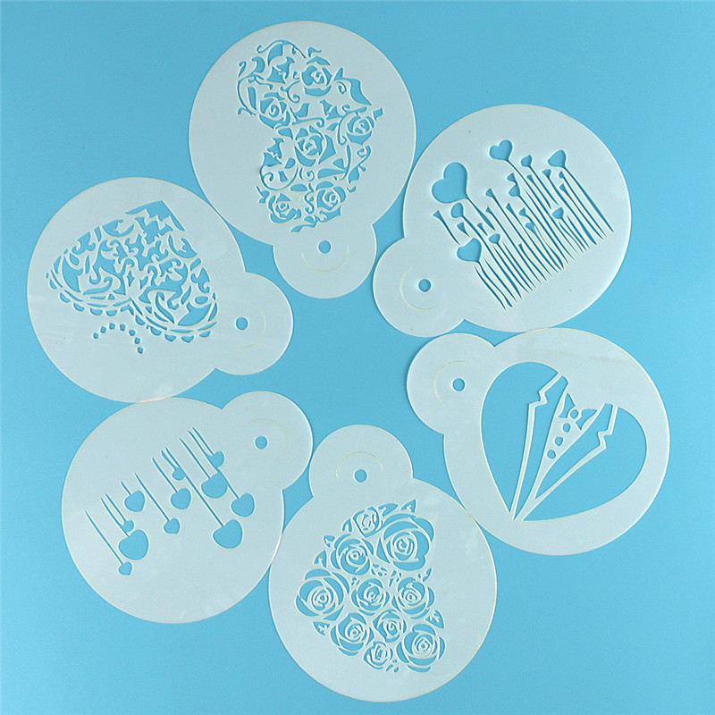 Aomily 6pcs/Set Valentine's Da - Coffee Stencil Art ulasan dan harga