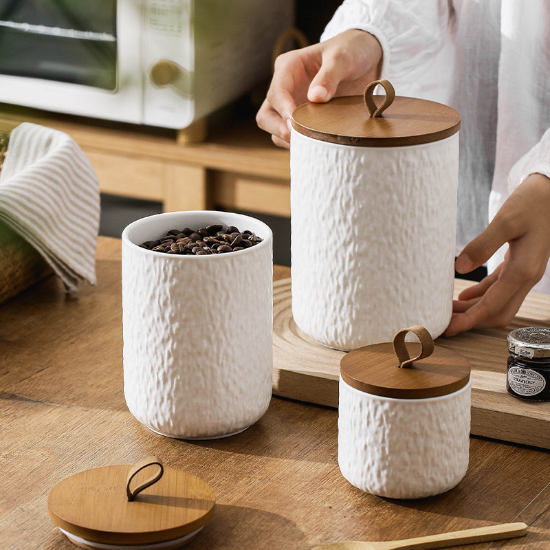 Rock Pattern Ceramic Tea Stora - Coffee Tea And Sugar Canisters ulasan dan harga