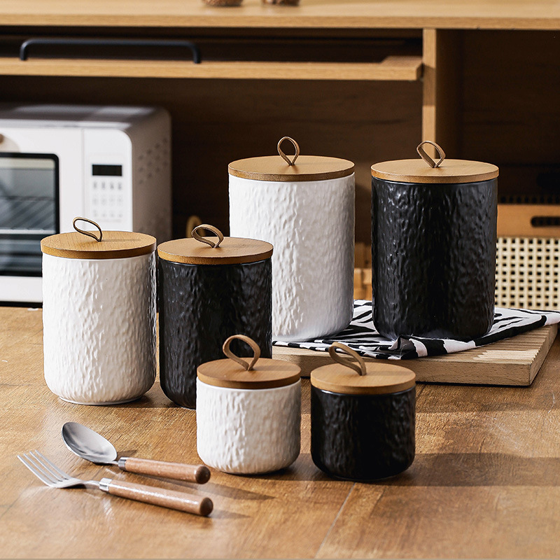 Rock Pattern Ceramic Tea Stora - Coffee Tea And Sugar Canisters ulasan dan harga