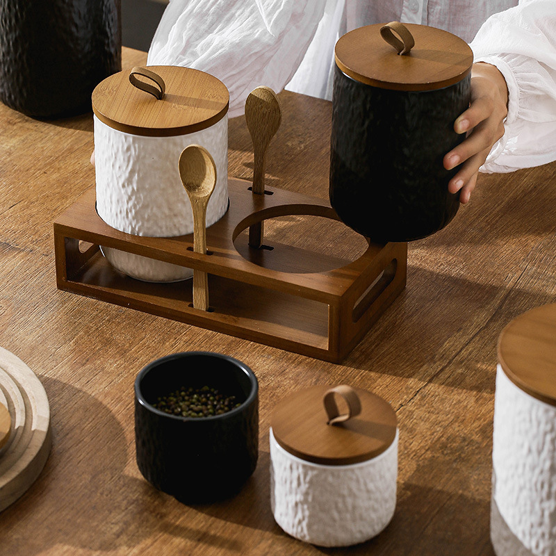 Rock Pattern Ceramic Tea Stora - Coffee Tea And Sugar Canisters ulasan dan harga