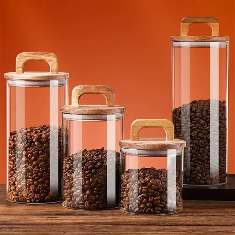 Clear Glass Jar with Bamboo Li - Coffee Tea Canister Set ulasan dan harga