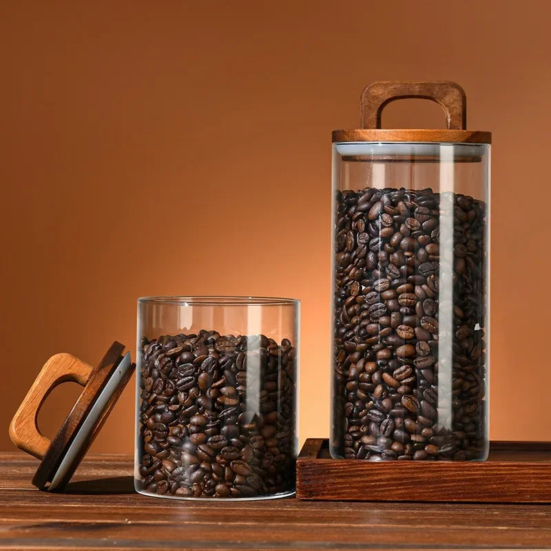 Clear Glass Jar with Bamboo Li - Coffee Tea Canister Set ulasan dan harga
