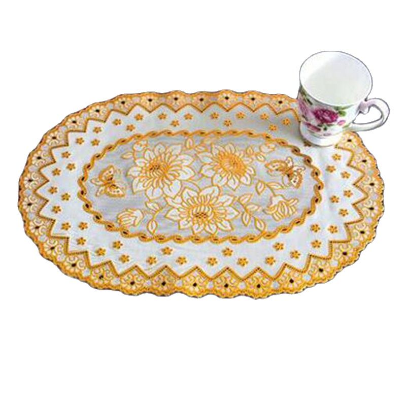 HOT Oval Lace PVC Gold Plastic - Coffee Tea Place ulasan dan harga