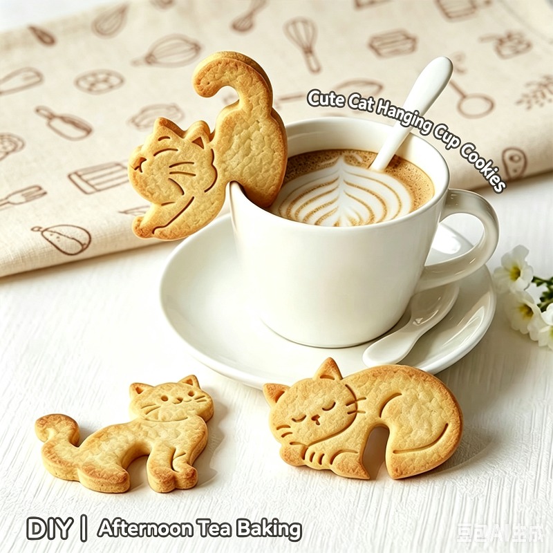Cartoon Hanging Cup Cat Cookie - Mug Tea Coffee ulasan dan harga
