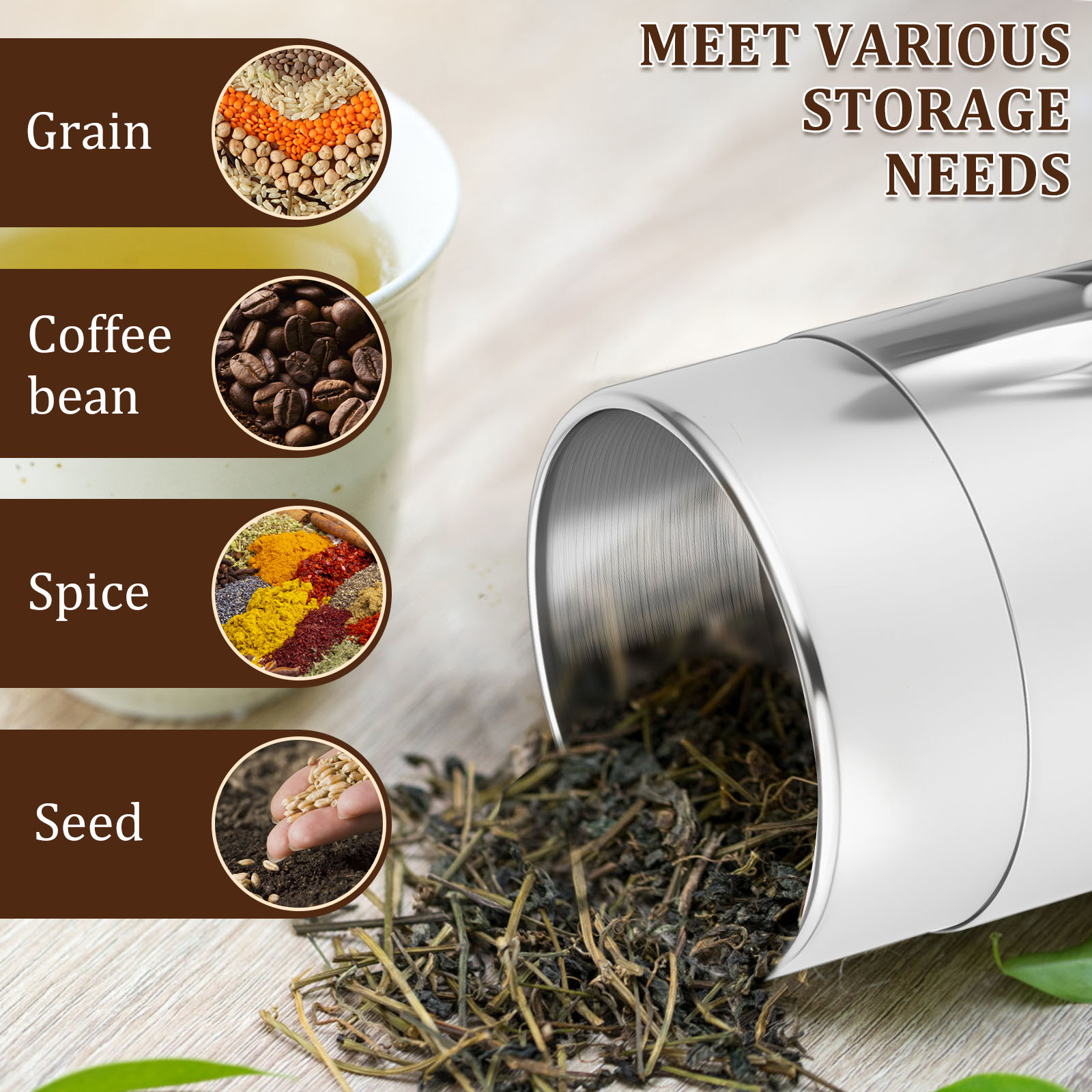 Stainless Steel Tea Leaf Tins  - Coffee Tea And Sugar Canisters ulasan dan harga
