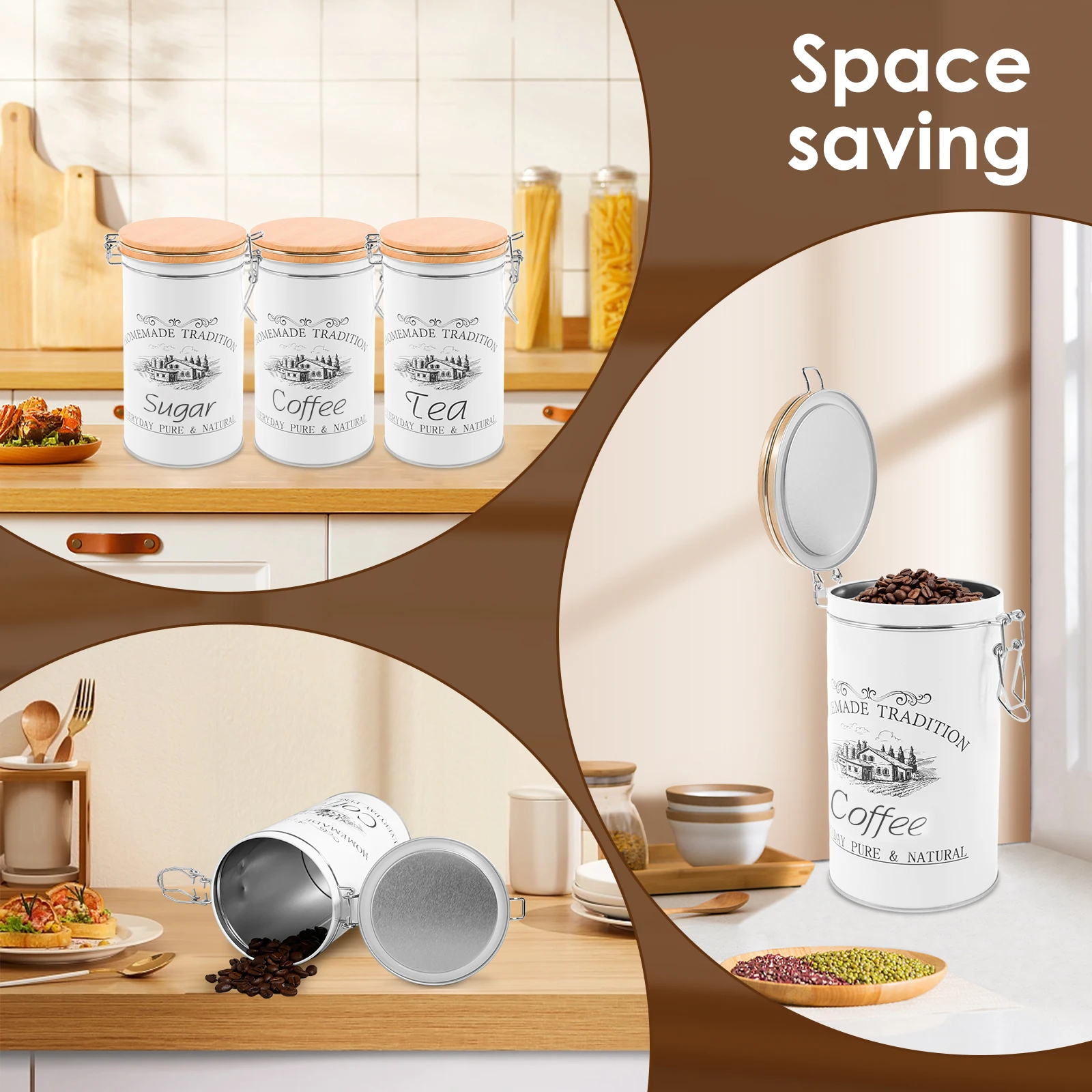 3Pcs/Set Tea Coffee Sugar Cani - Coffee Tea Canister Set ulasan dan harga