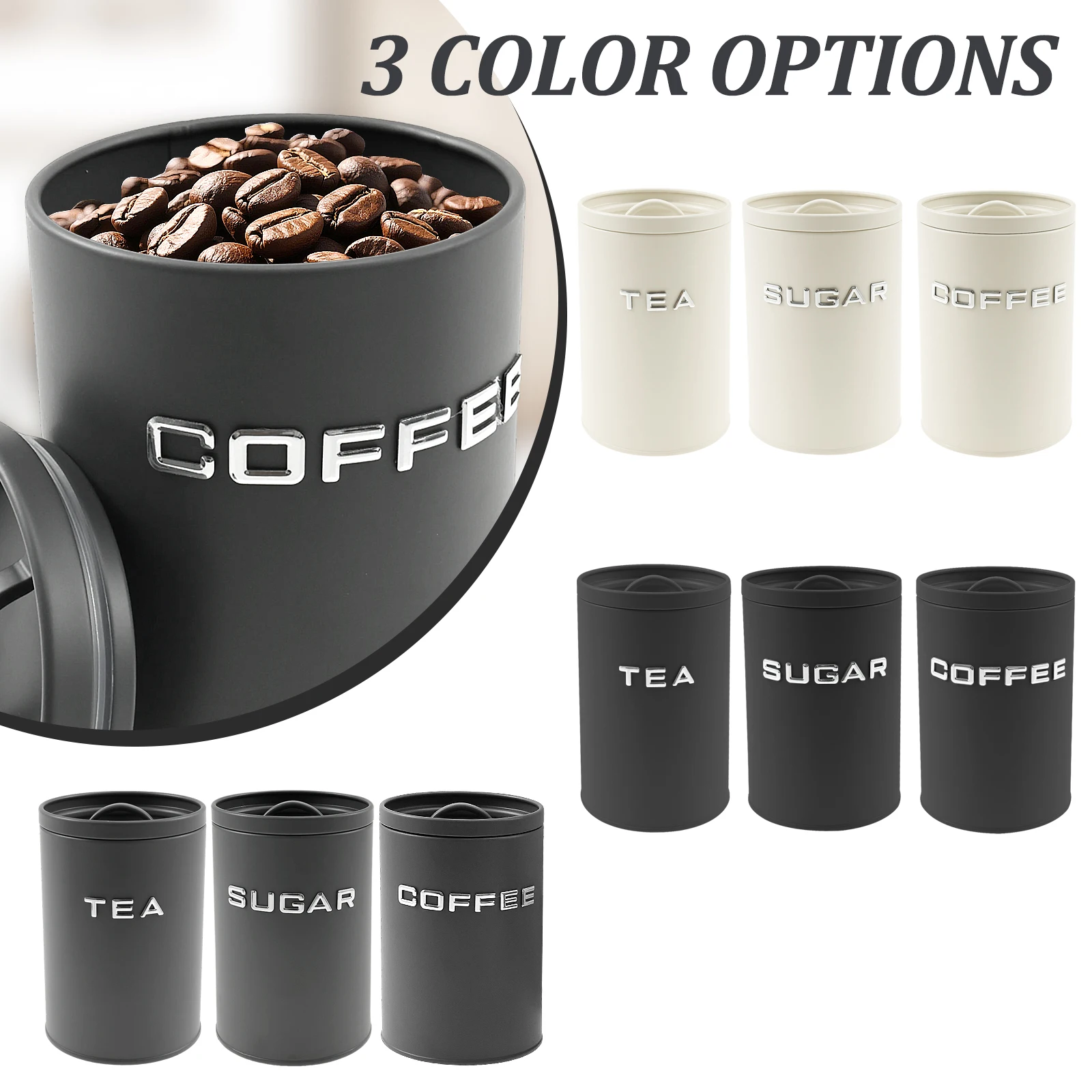 3 Pcs Tea Coffee Sugar Caniste - Coffee Tea Canister Set ulasan dan harga