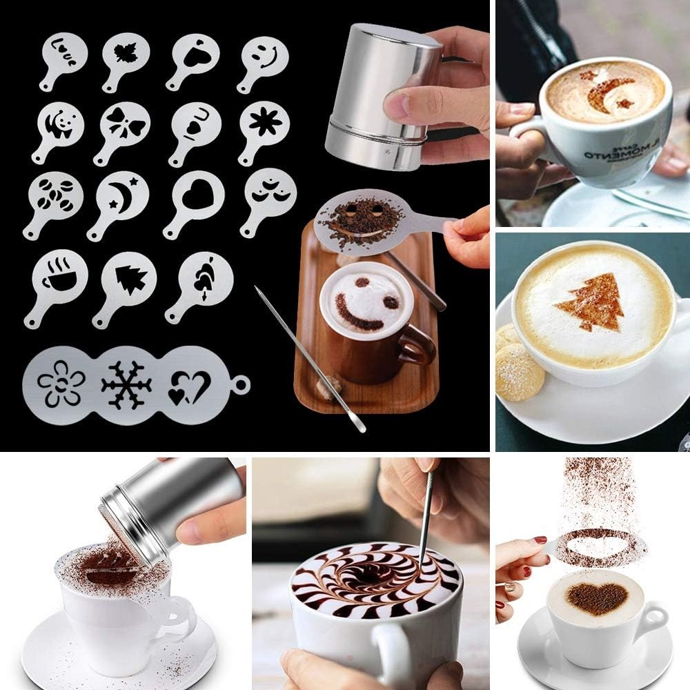 Electric Coffee Frother Set: H - Coffee Stencil Art ulasan dan harga