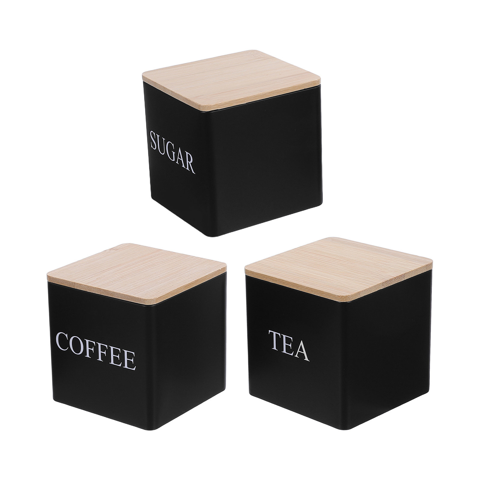 3Pcs Metal Tea Coffee Sugar Ca - Coffee Tea Canister Set ulasan dan harga