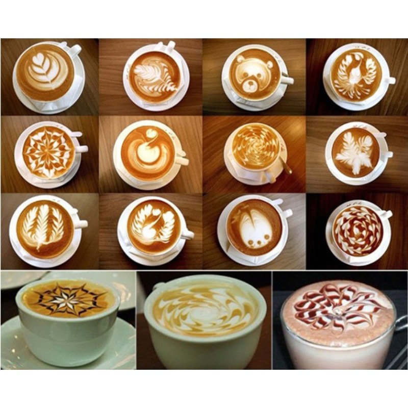 16Pcs Coffee Art Stencils Bari - Coffee Stencil Art ulasan dan harga